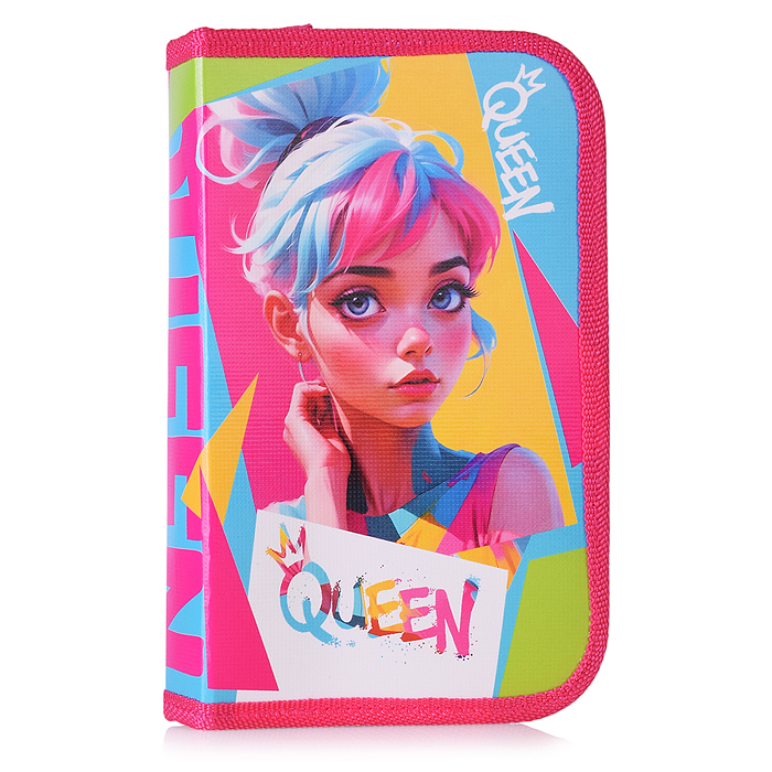 Пенал односекционный большой "Яркая девушка" 2025