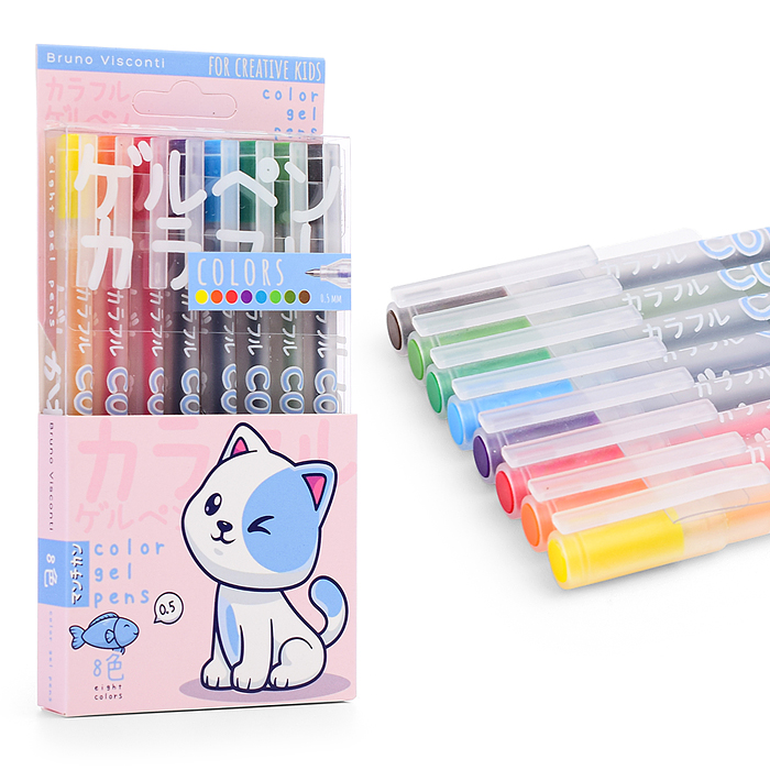 Набор гелевых ручек "Colors. Kawaii animals" 0.5 мм, 8 цветов Набор гелевых ручек "Colors. Kawaii animals" 0.5 мм, 8 цветов