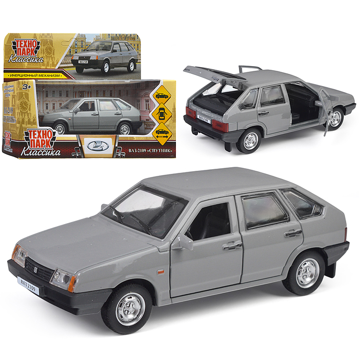 Машина металл ВАЗ-2109 "Спутник" 12 см, (двери, багаж, серебряный) инерц., в коробке Машина металл ВАЗ-2109 "Спутник" 12 см, (двери, багаж, серебряный) инерц., в коробке