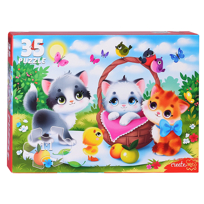 Пазлы 35 "Котята на полянке"