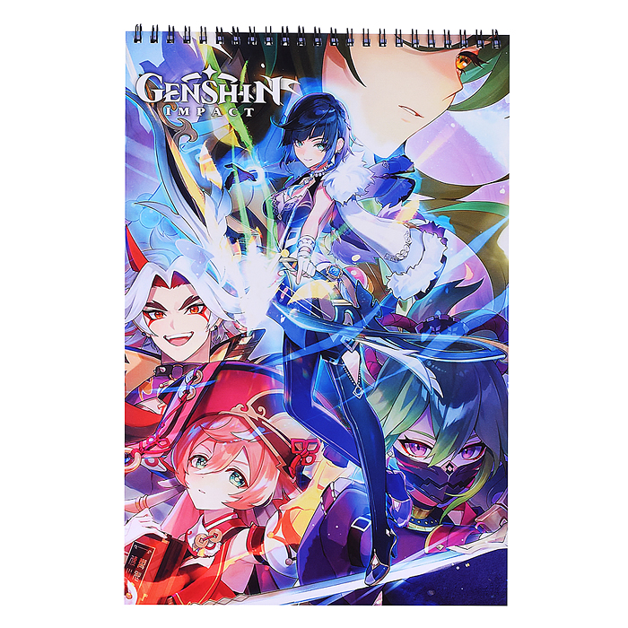 Творческий блокнот cо стикерами и переводными татуировками A4. Геншин. Опасная тропа.