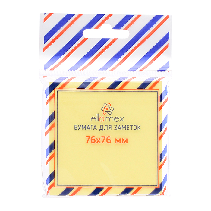 Клейкая бумага для заметок 76x76 мм, 80 листов, офсет 60 г/м², желтая