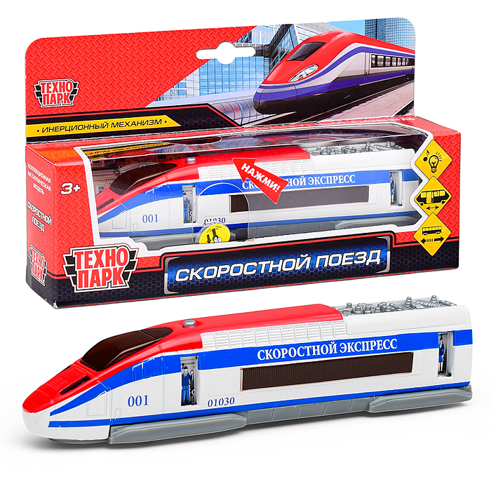 Машина металл Поезд Скоростной, 18,5 см, (свет+звук, откр.двери) инерц., в коробке Машина металл Поезд Скоростной, 18,5 см, (свет+звук, откр.двери) инерц., в коробке