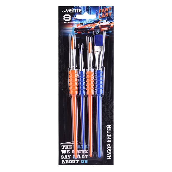 Набор кистей "Fast Or Last" 4 шт (синтетика круглые № 4, 8, 12, плоская № 10) ручка с эргон Набор кистей "Fast Or Last" 4 шт (синтетика круглые № 4, 8, 12, плоская № 10) ручка с эргон