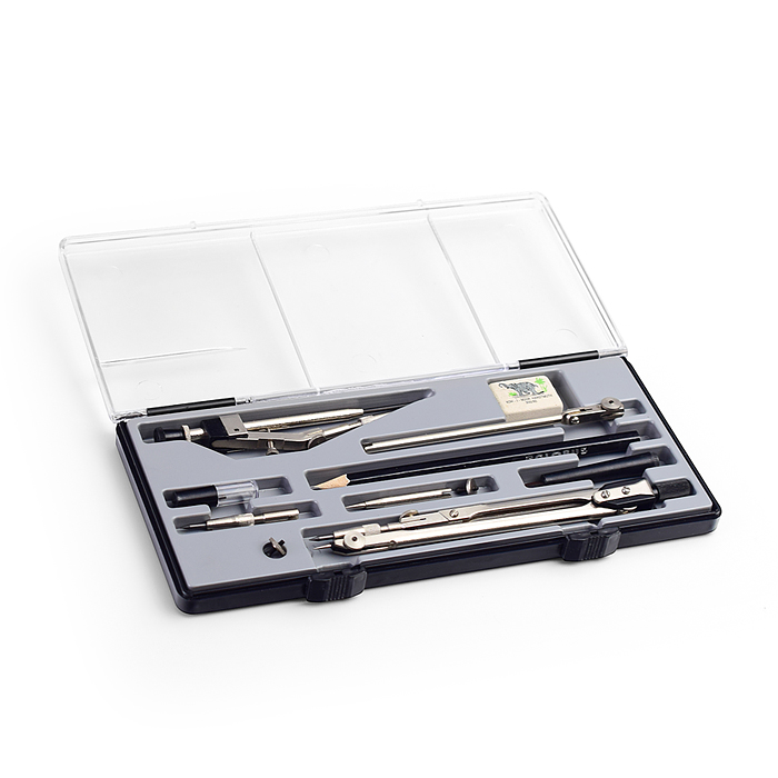 Набор чертежный из 11-и предметов, футляр 