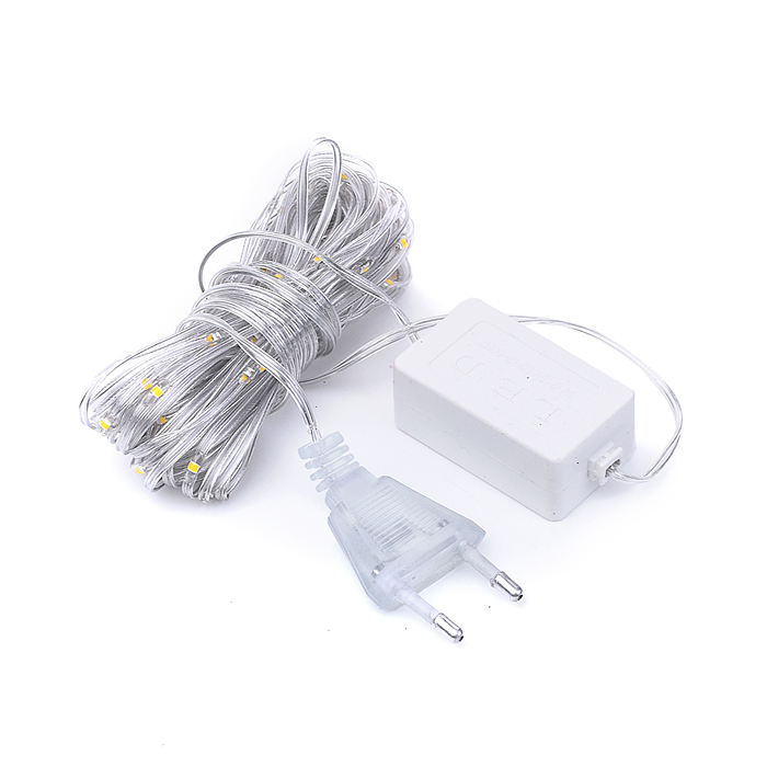 Фото к товару Электрогирлянда светодиодная Роса, 10 м, 100 ламп, теплый Электрогирлянда светодиодная Роса, 10 м, 100 ламп, теплый