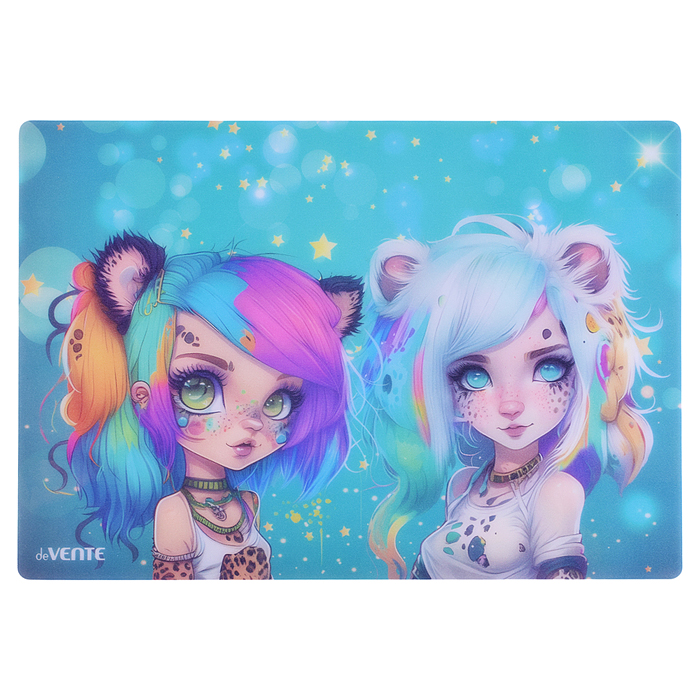 Покрытие настольное для лепки "Kitty Girl" 33x23 см, пластиковое 600 мкм, полупрозрачная, с