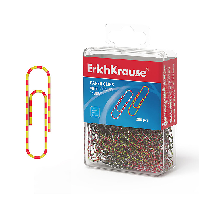 Скрепки металлические с виниловым покрытием Zebra, 28мм, ассорти (в пластиковой коробке 