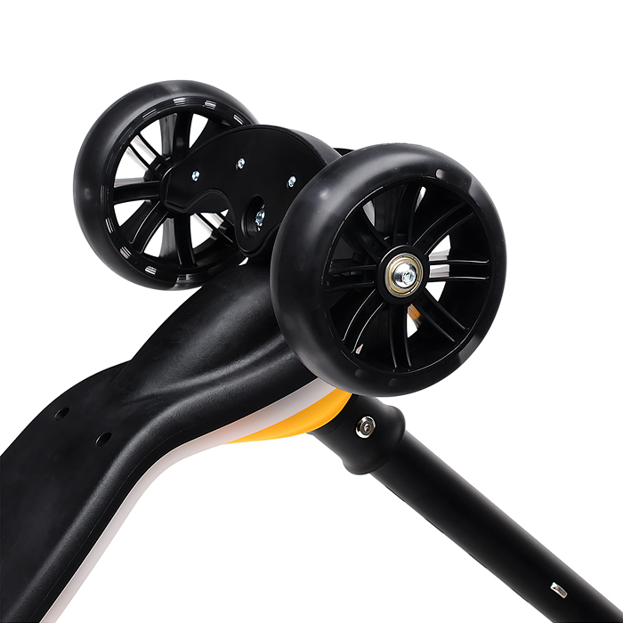 Фото к товару Самокат трёхколёсный R0200 ROCKET светящиеся колеса PU, дека, рулевая стойка, цвет жёлто-чёрный Самокат трёхколёсный R0200 ROCKET светящиеся колеса PU, дека, рулевая стойка, цвет жёлто-чёрный