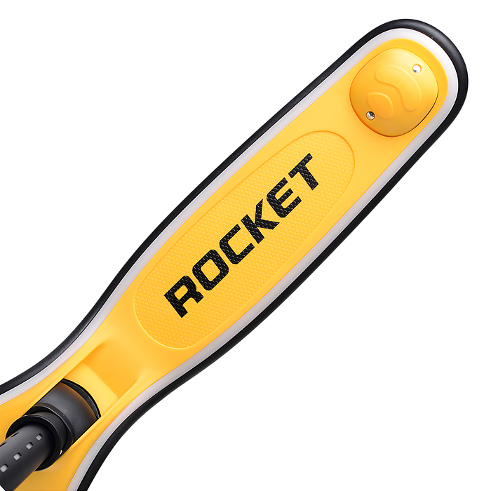 Фото к товару Самокат трёхколёсный R0200 ROCKET светящиеся колеса PU, дека, рулевая стойка, цвет жёлто-чёрный Самокат трёхколёсный R0200 ROCKET светящиеся колеса PU, дека, рулевая стойка, цвет жёлто-чёрный