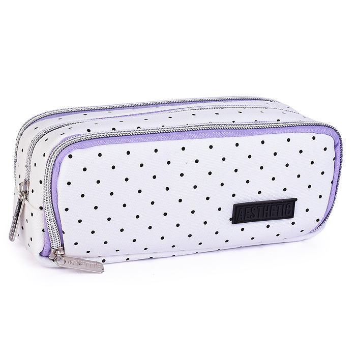 Пенал "Aesthetic" 22x9x6 см, овальный для 100 предметов, 3 отделения на молнии, 2 отделения