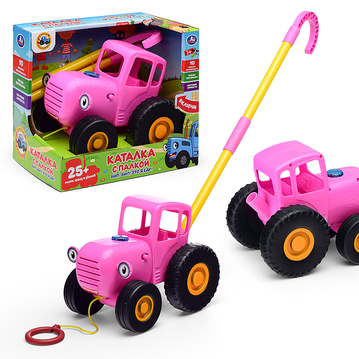 Каталка с палкой "Синий трактор" (25 песен, фраз, звуков, свет, бат.,) в коробке Каталка с палкой "Синий трактор" (25 песен, фраз, звуков, свет, бат.,) в коробке