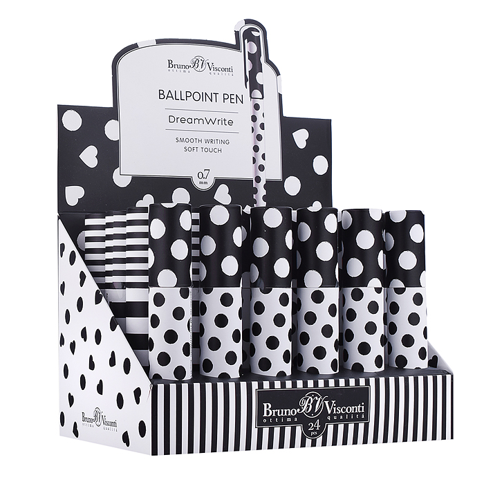 Фото к товару Ручка "DreamWrite. "Black&White" шариковая 0.7 мм, синяя, 3 вида Ручка "DreamWrite. "Black&White" шариковая 0.7 мм, синяя, 3 вида