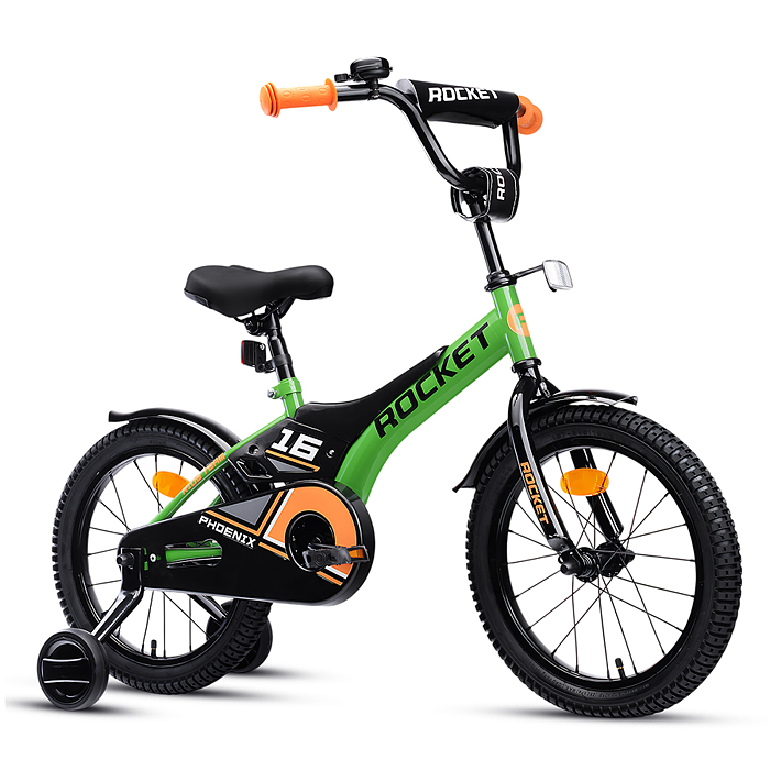 Фото к товару Велосипед 16" Rocket Phoenix, цвет зеленый Велосипед 16" Rocket Phoenix, цвет зеленый