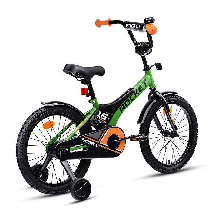 Фото к товару Велосипед 16" Rocket Phoenix, цвет зеленый Велосипед 16" Rocket Phoenix, цвет зеленый