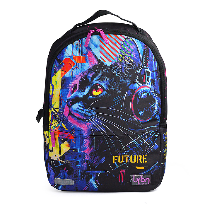 Рюкзак "Label. Cyber Cat" подростковый 39x30x17 см (19 л) вес 750 г, эргономичная вентилируемая спин