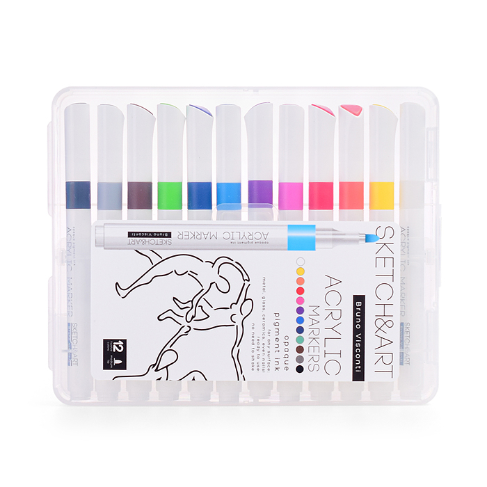 Фото к товару Набор маркеров акриловых "Sketch&Art" 12цв Набор маркеров акриловых "Sketch&Art" 12цв