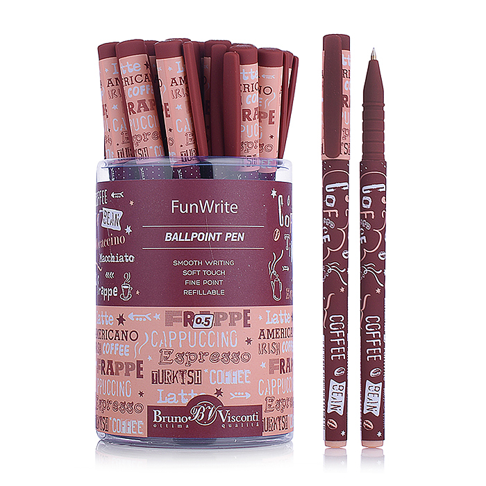 Ручка шариковая, 0.5 мм, синяя"FunWrite. Coffee Time. Латте" корпус софт тач 