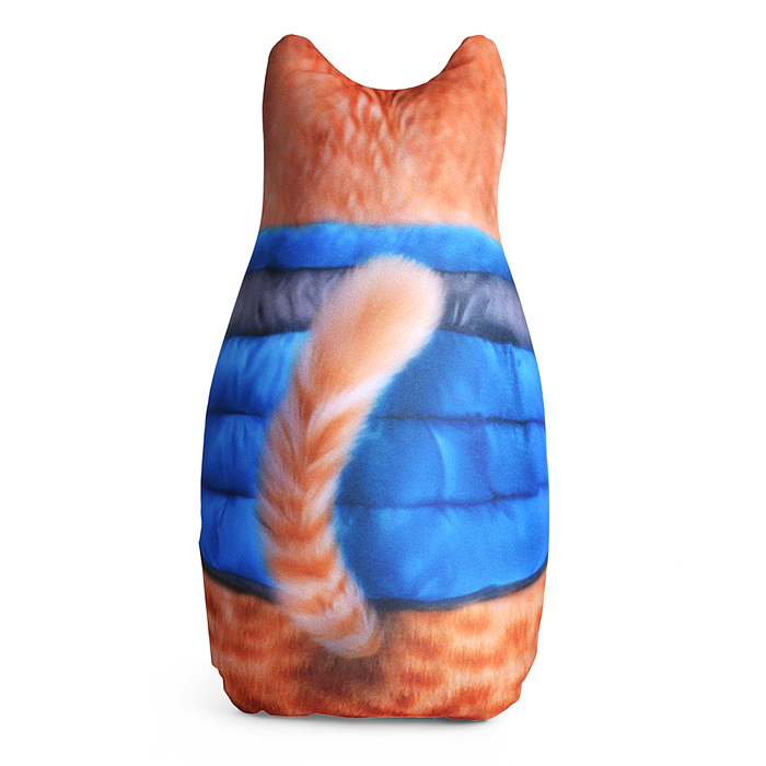 Игрушка антистресс "Кот" в голубой курточке (можно с меховысм капюшоном) 30 см.