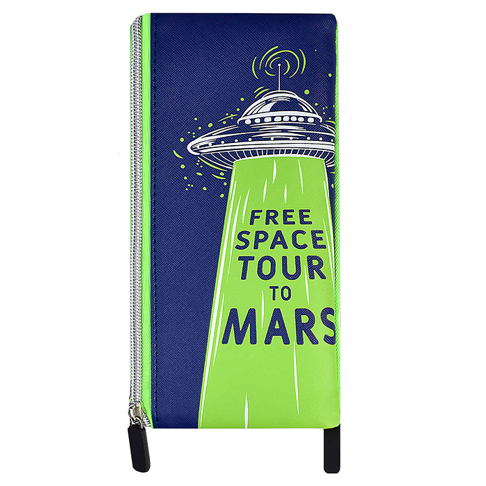 Пенал школьный "НЛО" без наполнения, 10.5x20.5 см, искусственная кожа, 