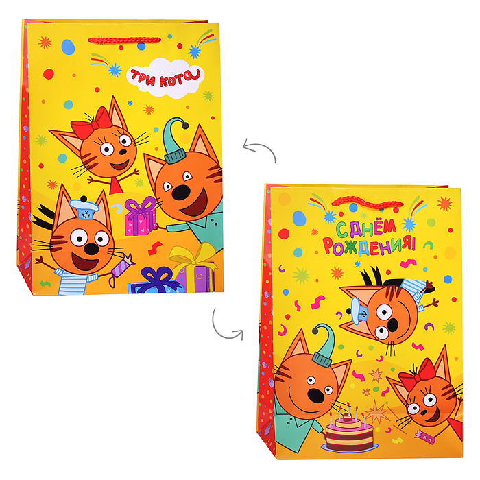Пакет подарочный глянцевый Три кота ml.