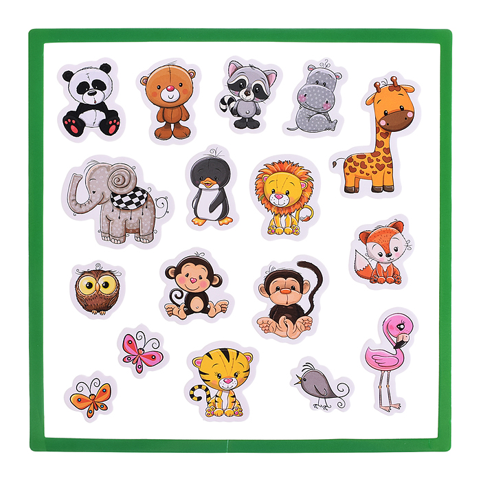 Объемные многоразовые наклейки. Зоопарк