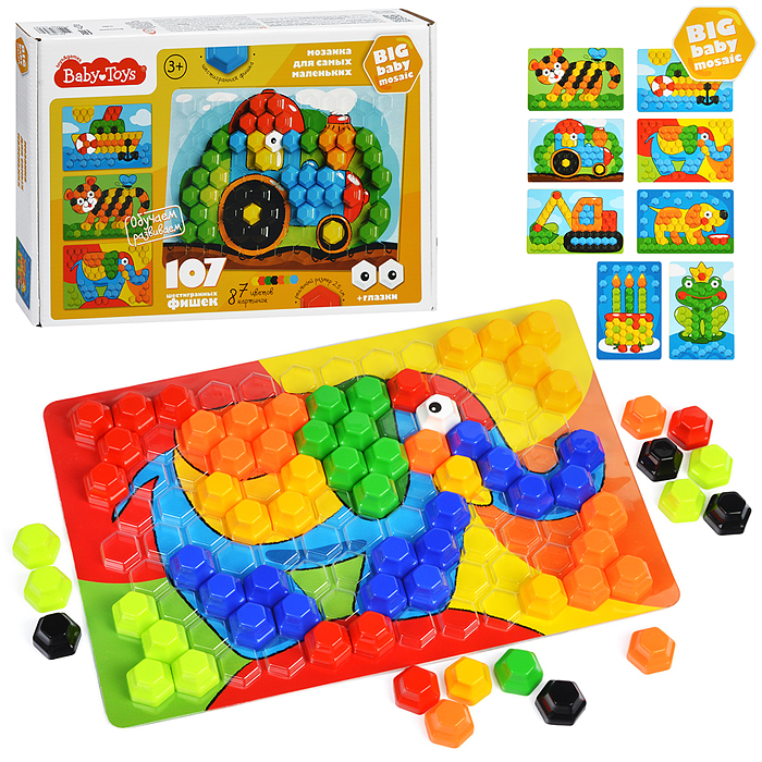 Мозаика для самых маленьких Baby Toys "Трактор" d2,5/7 цв (107 эл) Мозаика для самых маленьких Baby Toys "Трактор" d2,5/7 цв (107 эл)