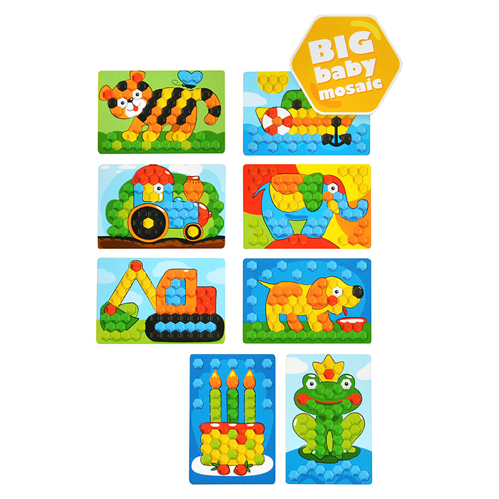 Фото к товару Мозаика для самых маленьких Baby Toys "Трактор" d2,5/7 цв (107 эл) Мозаика для самых маленьких Baby Toys "Трактор" d2,5/7 цв (107 эл)