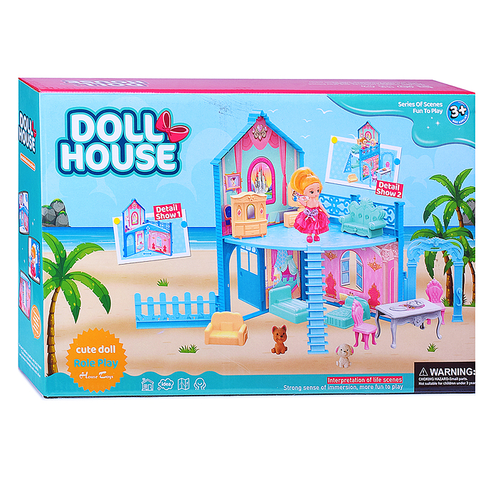 Фото к товару Дом для кукол 556-98 "Пляжный коттедж" в коробке Дом для кукол 556-98 "Пляжный коттедж" в коробке