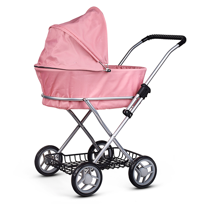 Фото к товару Коляска для кукол 9325B металлическая, складная, прогулочная с капюшоном и корзиной, цвет розовый Коляска для кукол 9325B металлическая, складная, прогулочная с капюшоном и корзиной, цвет розовый