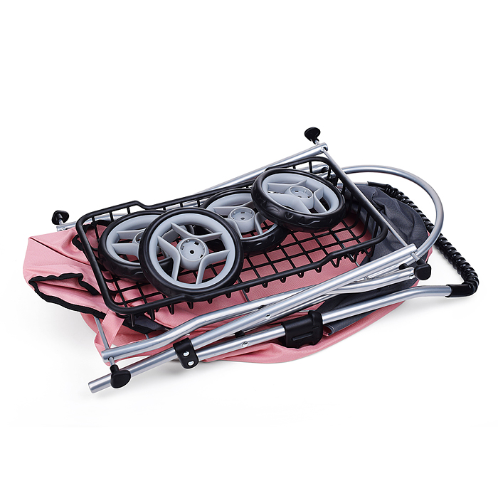 Фото к товару Коляска для кукол 9325B металлическая, складная, прогулочная с капюшоном и корзиной, цвет розовый Коляска для кукол 9325B металлическая, складная, прогулочная с капюшоном и корзиной, цвет розовый