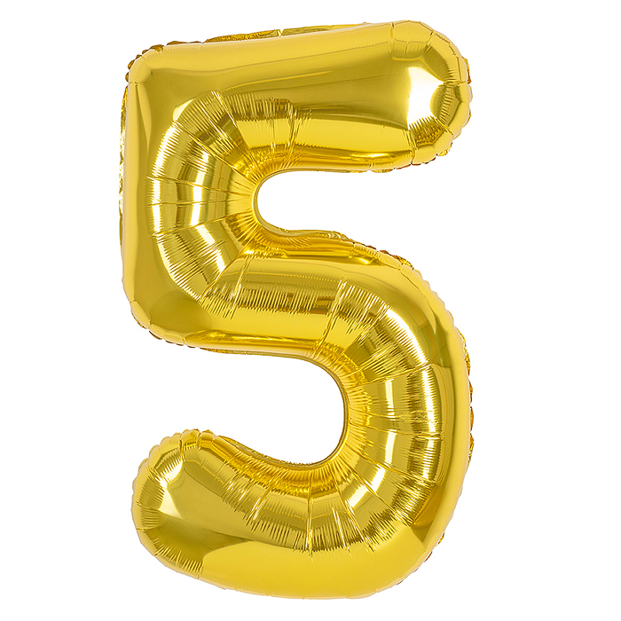 Шар (40''/102 см) Цифра, 5, Золото, 1 шт. в уп. Шар (40''/102 см) Цифра, 5, Золото, 1 шт. в уп.