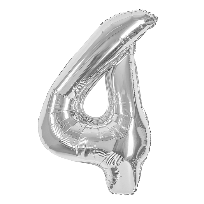 Шар (40''/102 см) Цифра, 4, Серебро, 1 шт. в уп. Шар (40''/102 см) Цифра, 4, Серебро, 1 шт. в уп.