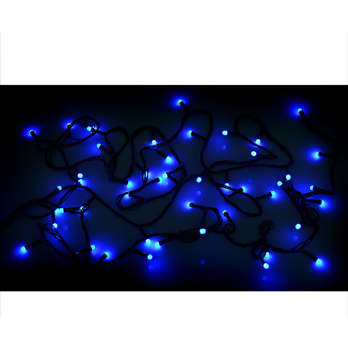 Фото к товару Электрогирлянда светодиодная в катушке 5м., 50 ламп, цвет: синий Электрогирлянда светодиодная в катушке 5м., 50 ламп, цвет: синий