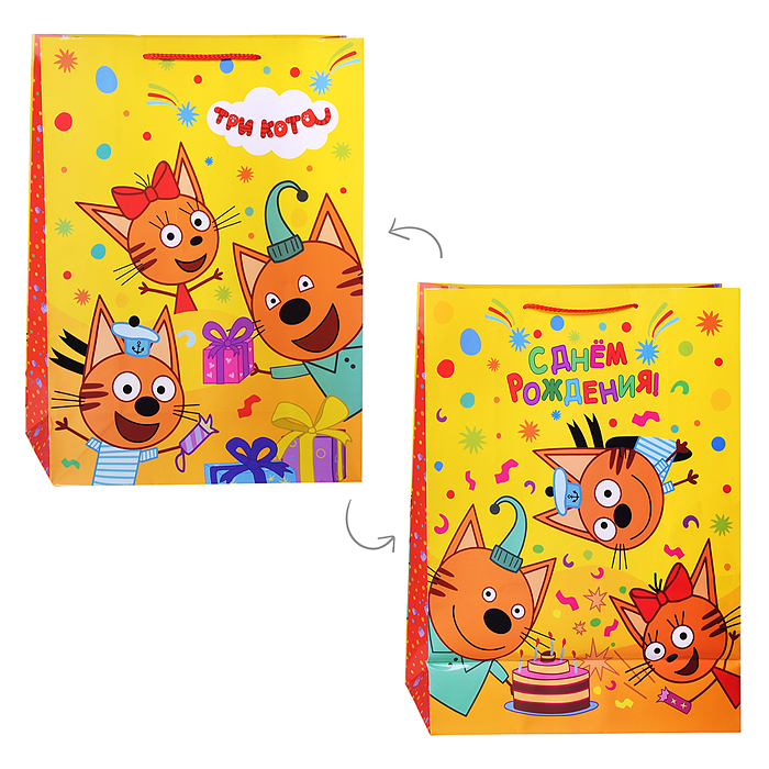 Пакет подарочный глянцевый "Три Кота" А xl, 