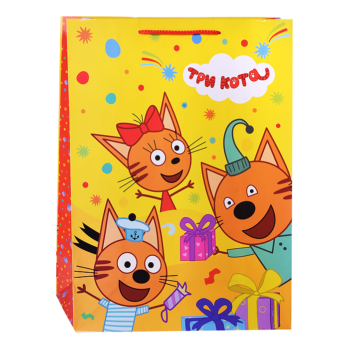 Фото к товару Пакет подарочный глянцевый "Три Кота" А xl, Пакет подарочный глянцевый "Три Кота" А xl,