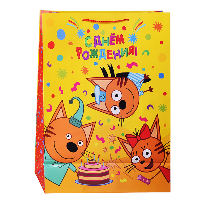 Фото к товару Пакет подарочный глянцевый "Три Кота" А xl, Пакет подарочный глянцевый "Три Кота" А xl,