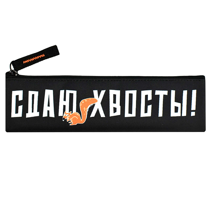 Пенал школьный "Сдаю хвосты" (без наполнения, 20х6 см, полиэстер, молния)