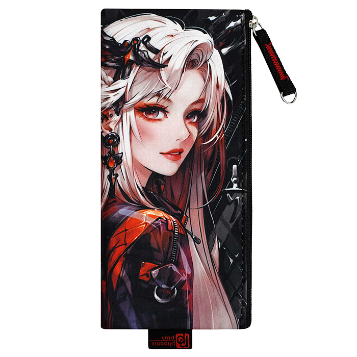 Пенал школьный "Девушка панк" (без наполнения, 19.5х9 см, микрофибра на ПВХ-основе)