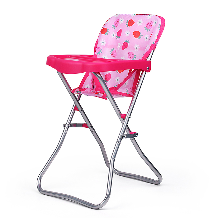 Стульчик для кормления кукол 9384S игрушечный, цвет клубнички на розовом
