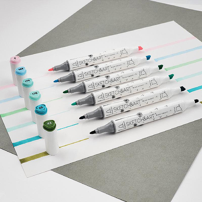 Фото к товару Набор двусторонних скетч-маркеров "Sketch&Art. Весенний пейзаж", 6 цв. Набор двусторонних скетч-маркеров "Sketch&Art. Весенний пейзаж", 6 цв.