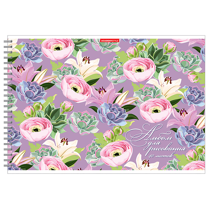 Альбом для рисования 40л., "Нежные цветы" Альбом для рисования 40л., "Нежные цветы"