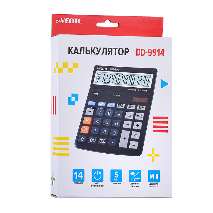 Калькулятор настольный DD-9914, 154x203x25, 14 разрядный, большой экран, подъемный дисплей