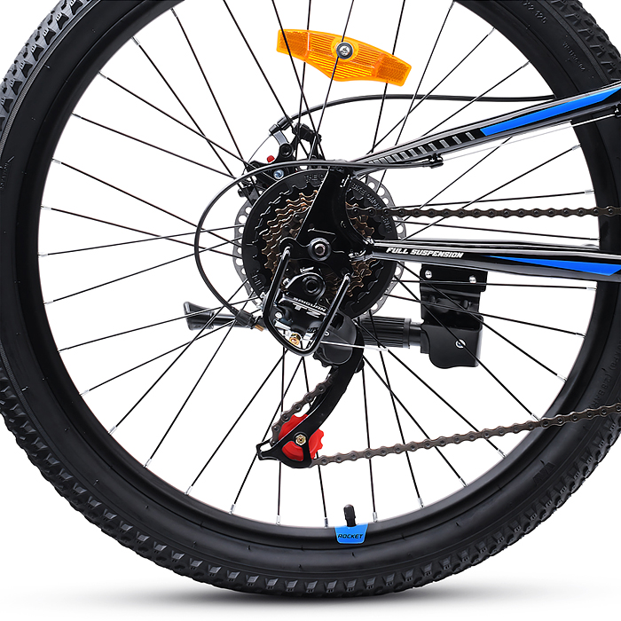 Фото к товару Велосипед 24" Rocket Azkar, цвет черный/синий, размер 15" Велосипед 24" Rocket Azkar, цвет черный/синий, размер 15"