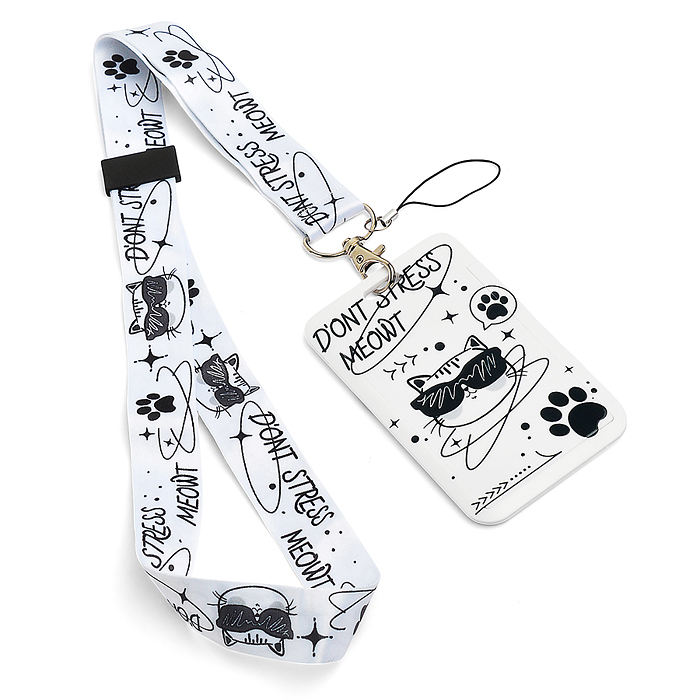 Бейдж школьный пластиковый "Don't stress meowt" 110x70 мм, вертикальный, пластиковый