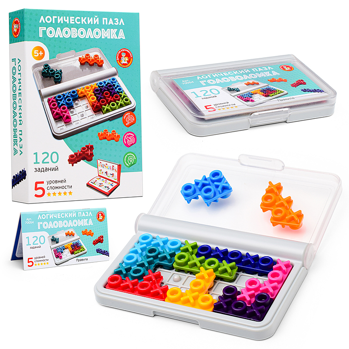 Игра головоломка "Логический пазл" Крестики-нолики Учись играя