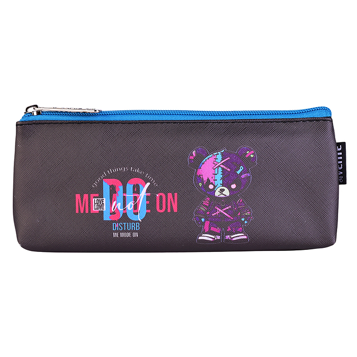 Пенал "No Disturb Mode" 21x8x3,5 см, треугольный для 45 предметов, на молнии, искусственная