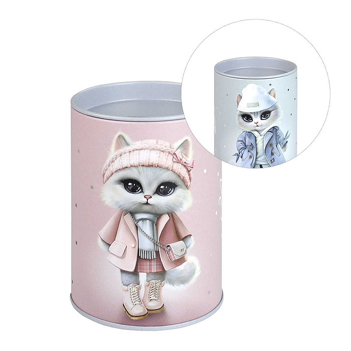 Копилка-подставка для канцелярских принадлежностей "Городские кошечки" цвет розовый