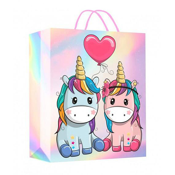 Пакет подарочный голография l, 26*32*14 см.