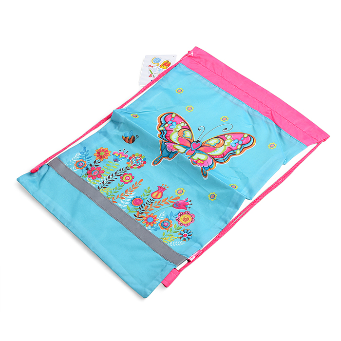 Мешок для обуви "Радужная бабочка" (светоотражающая лента, 36x48см.)